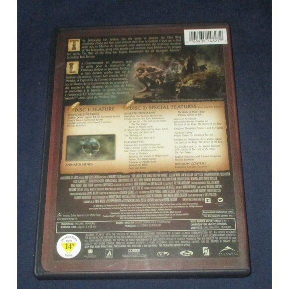 The Lord of the Rings: The Two Towers (DVD, 2002, Canadian Version, Widescreen) - Picture 4 of 4